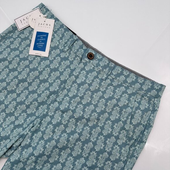 Jachs NY Bleeker Allover Pineapple Print Stretch Chino Short, Size W31, Lt. Blue - Picture 1 of 11